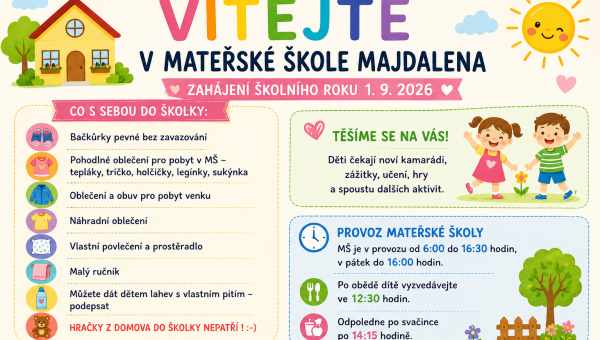 Vítáme děti v mateřské škole v novém školním roce 2026/2027