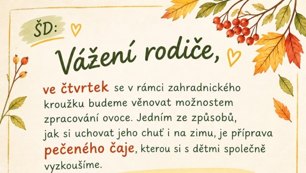Zahradnický kroužek 5. 11. 2026 - PEČENÍ ČAJE